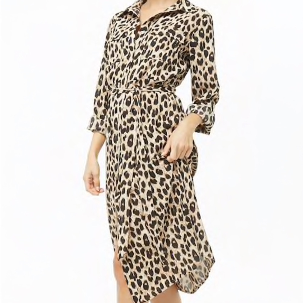 Vine and Love belted leopard print dress